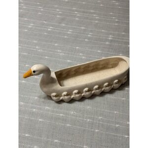 Vintage Ceramic Artisan Made Duck Condiment/Trinket/Planter signed 1986